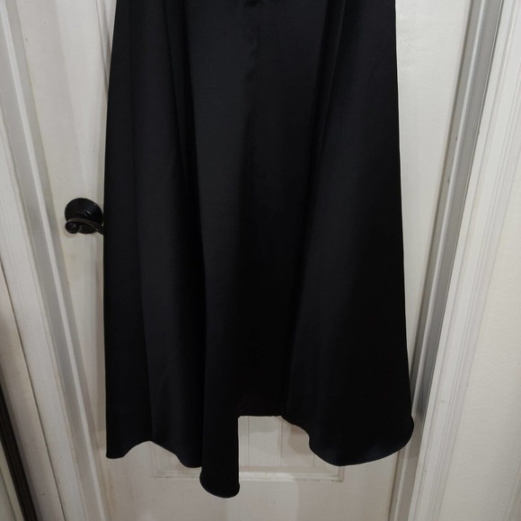 Jessica Mcclintock Gunne Sax Dress Black Satin White Bow Tea Evening Gown Vtg 4 - Picture 8 of 12